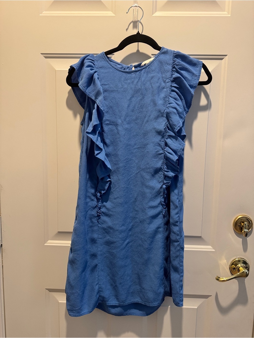 H&M Blue Ruffle-Trim Sleeveless Midi Dress